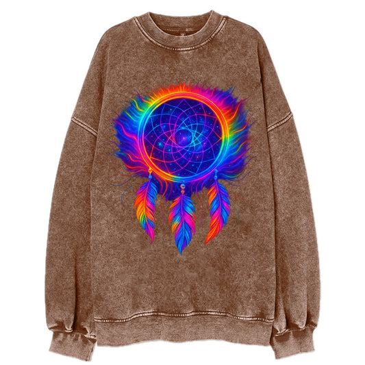 Dream Catcher Universe - Cosmic dreamcat - Vintage Sweatshirt - Brown