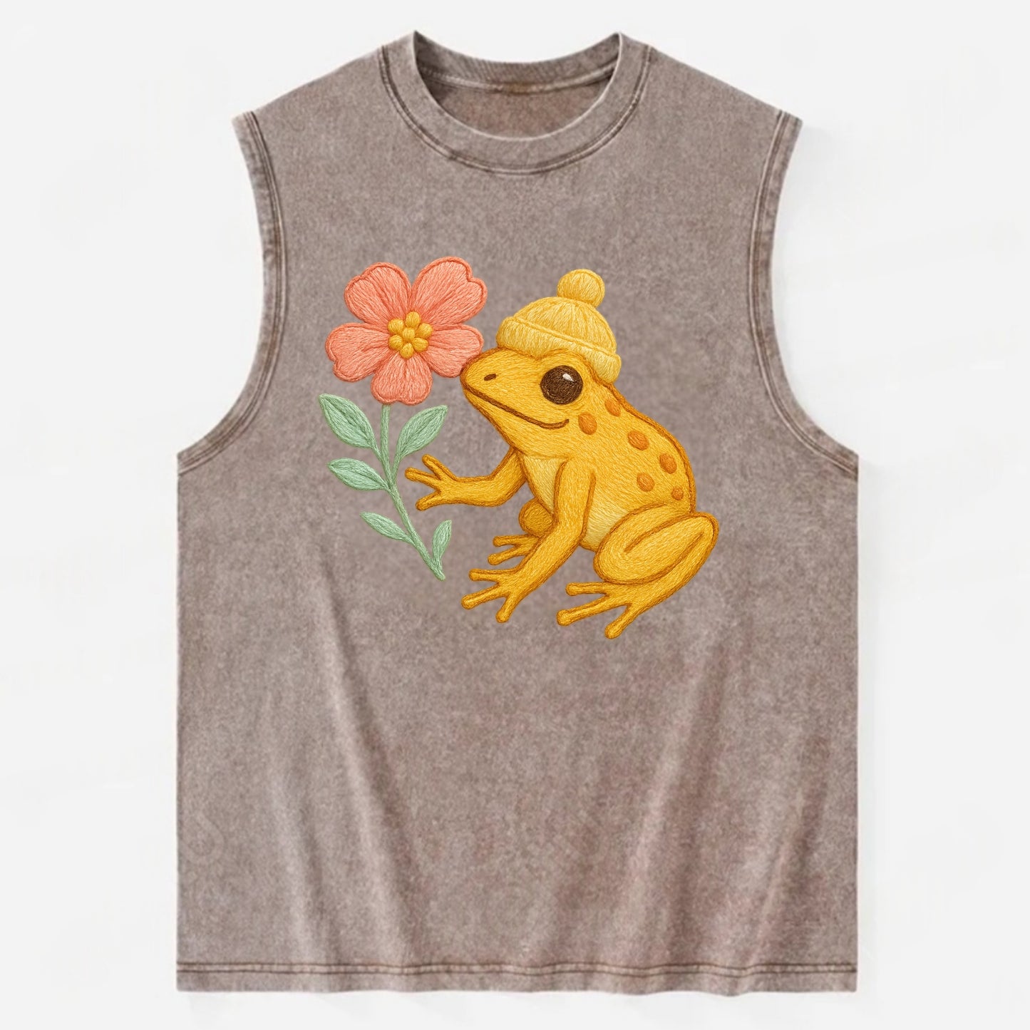 Yellow Dart Frog - Vintage Washed Tank - Brown