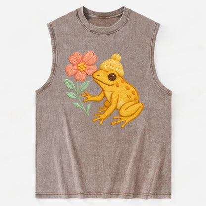 Yellow Dart Frog - Vintage Washed Tank - Brown
