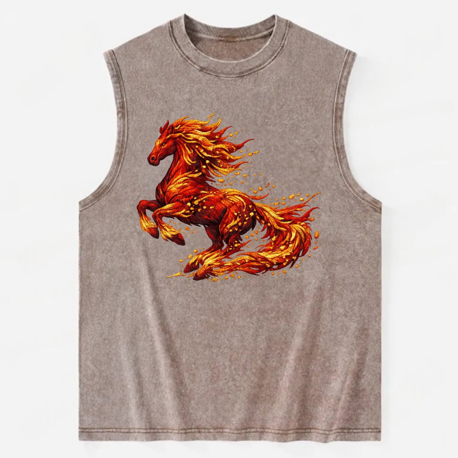 EMBER RISING | Sparks forming into horse shape | Particles of fire | Energy - Vintage Washed Tank - Brown