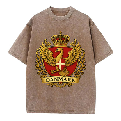 Denmark Heritage Badge  - Vintage T-shirt - Brown
