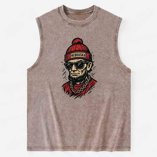 Lincoln Cornhusker wearing Nebraska bean - Vintage Washed Tank - Brown