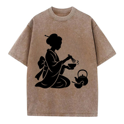 Geisha traditional tea ceremony - Vintage T-shirt - Brown