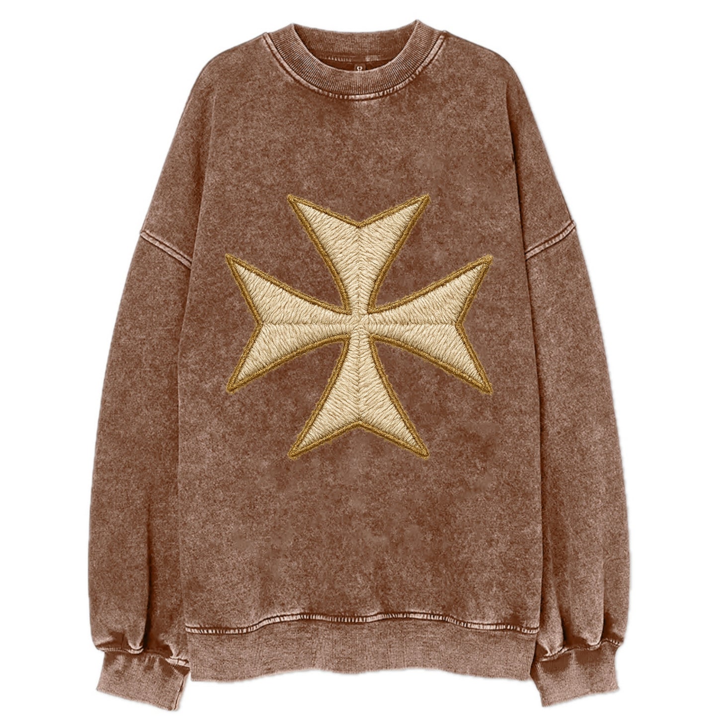 Hospitaller Cross  - Vintage Sweatshirt - Brown