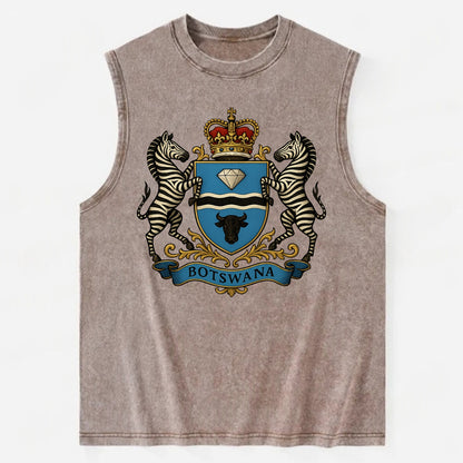 Botswana Heritage Badge  - Vintage Washed Tank - Brown