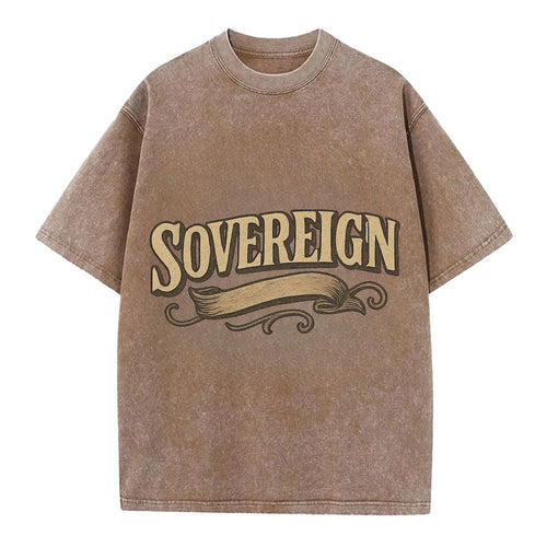 Bold typography design - SOVEREIGN - self-ruled, autonomous, in control - Vintage T-shirt