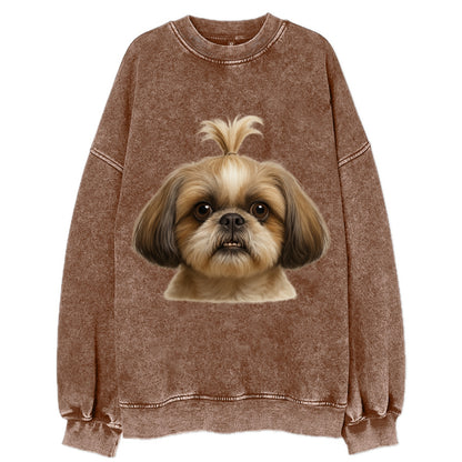 Shih Tzu  - Vintage Sweatshirt - Brown