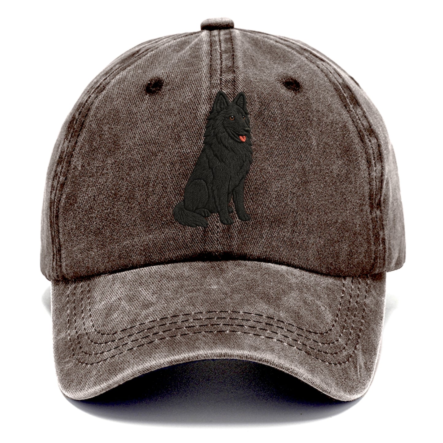 Belgian Sheepdog - Black long-haired embroidered pose - Classic Cap - Brown