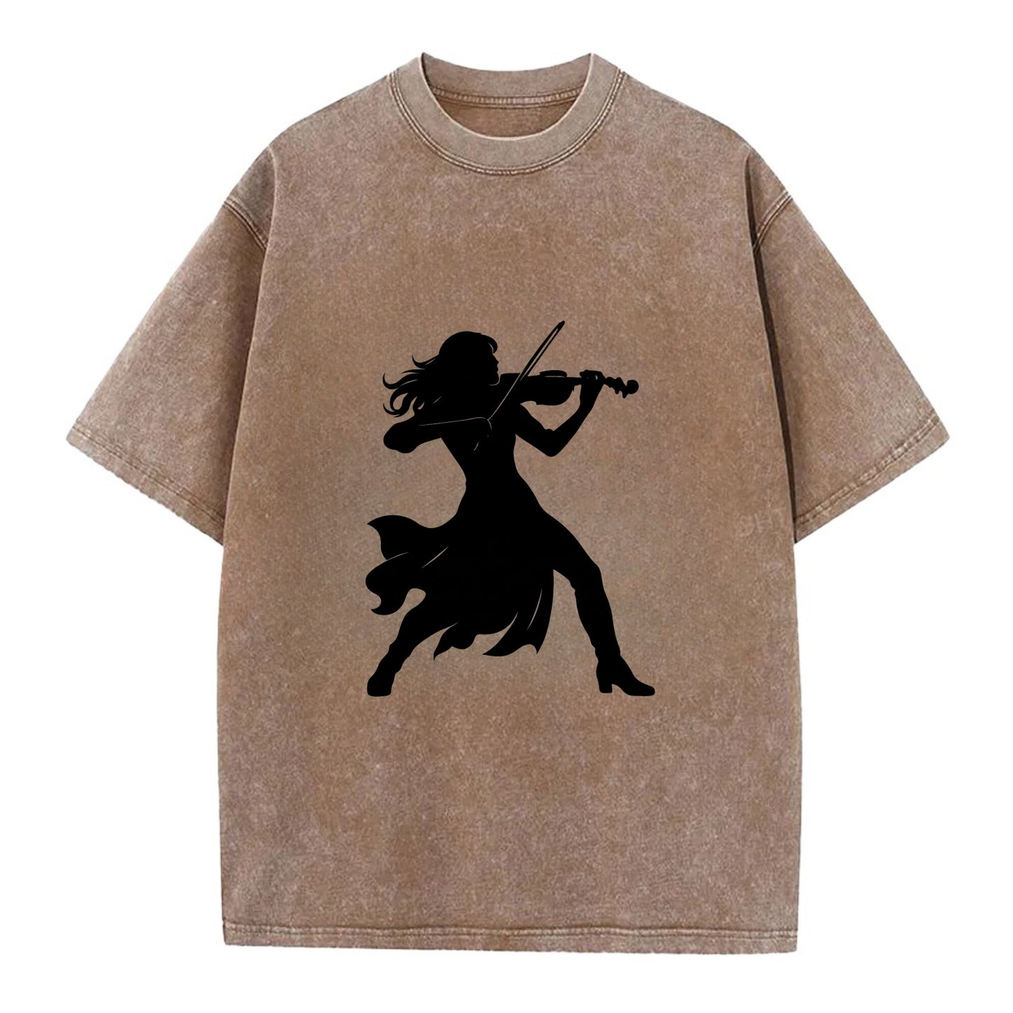 Violinist performing dramatic pose - Vintage T-shirt - Brown