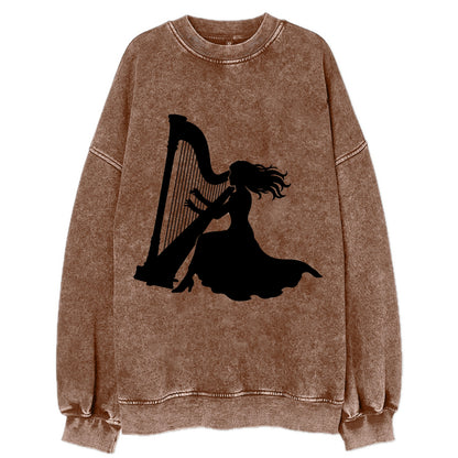 Harpist playing ethereal melody - Vintage Sweatshirt - Brown