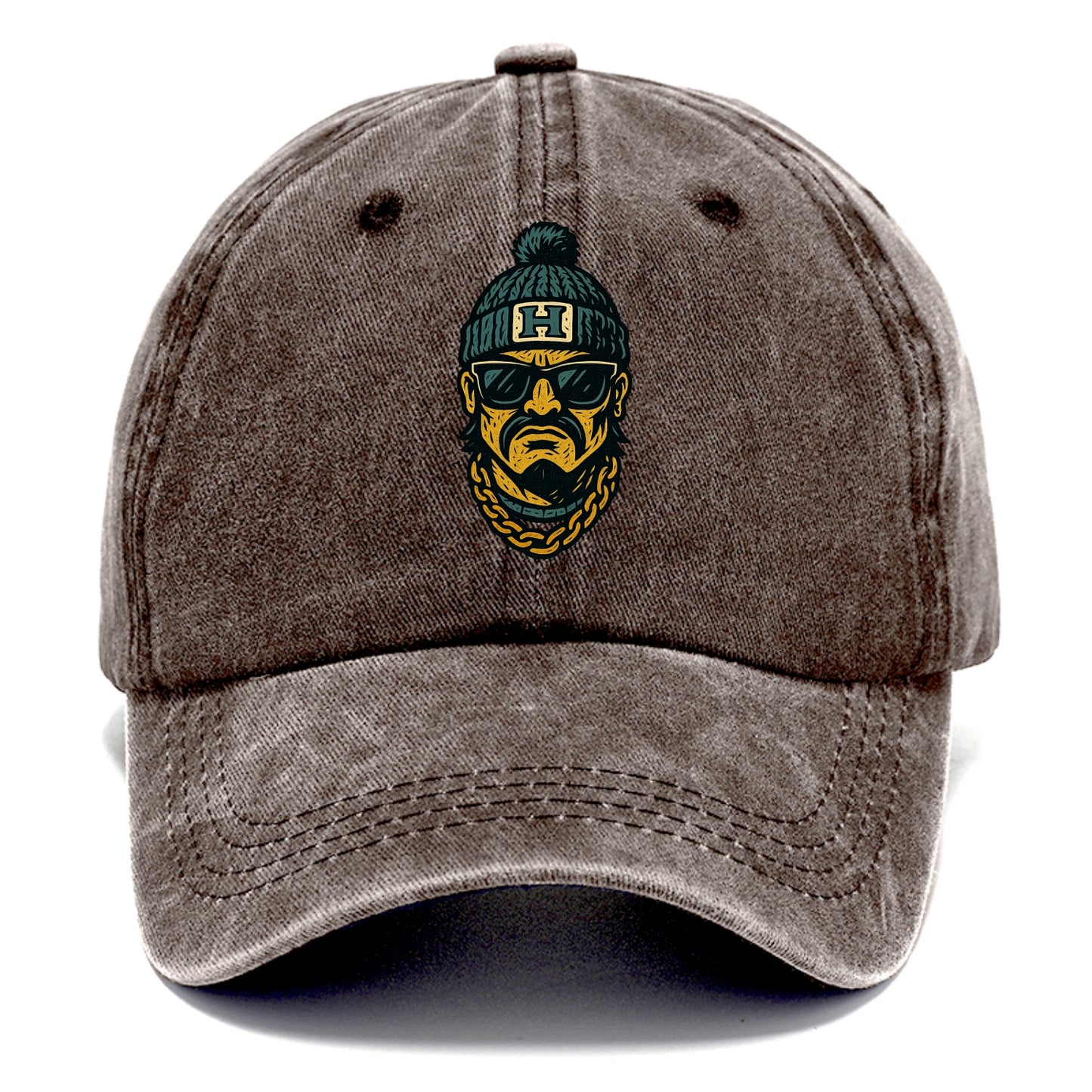 Honolulu Warrior wearing Hawaii beanie with H patch - Classic Cap - Brown