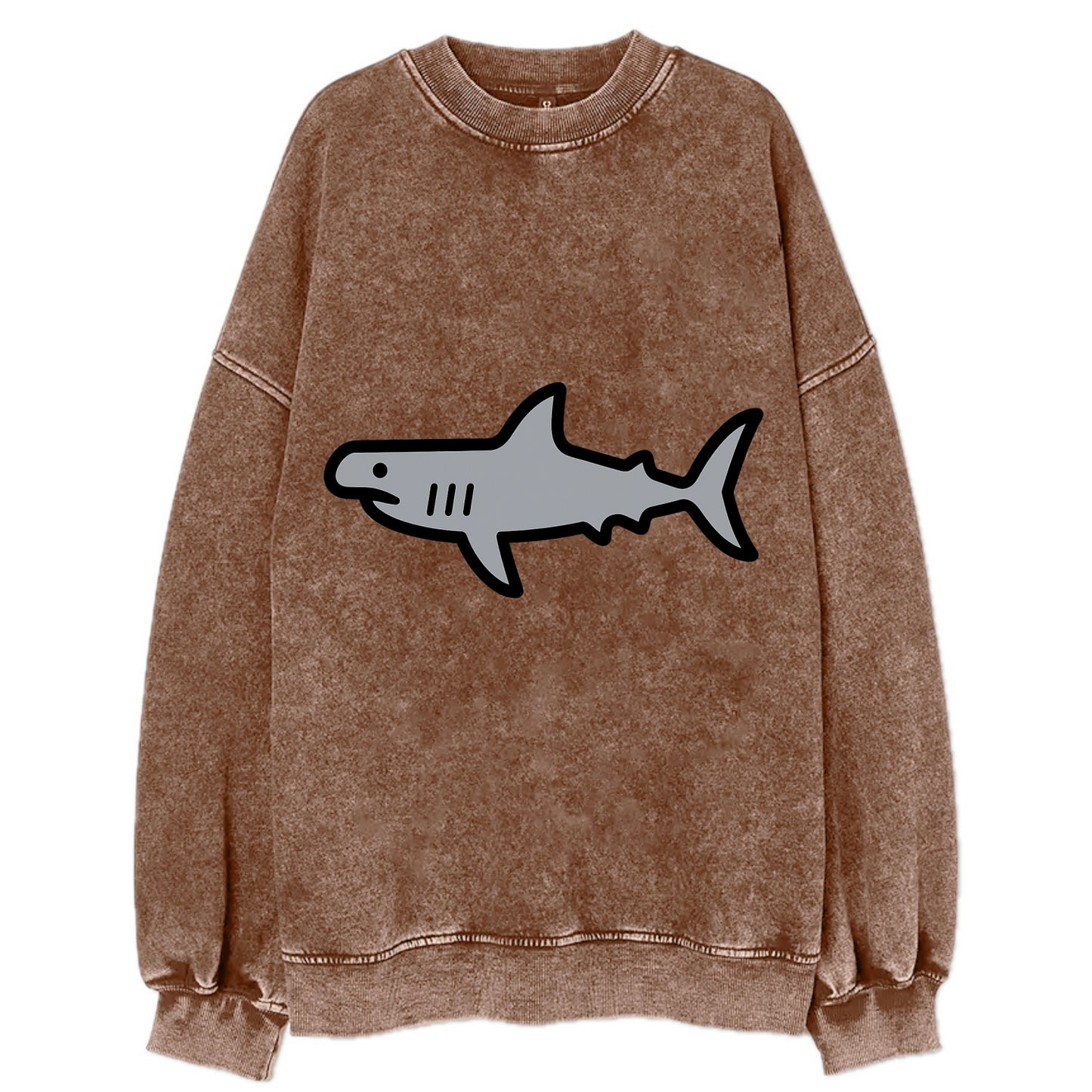 Hammerhead Shark - Gray distinctive head flat side profile - Vintage Sweatshirt - Brown