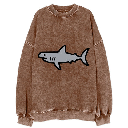 Hammerhead Shark - Gray distinctive head flat side profile - Vintage Sweatshirt - Brown