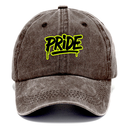 Bold typography design - "PRIDE" - dignified satisfaction, honor - Classic Cap - Brown