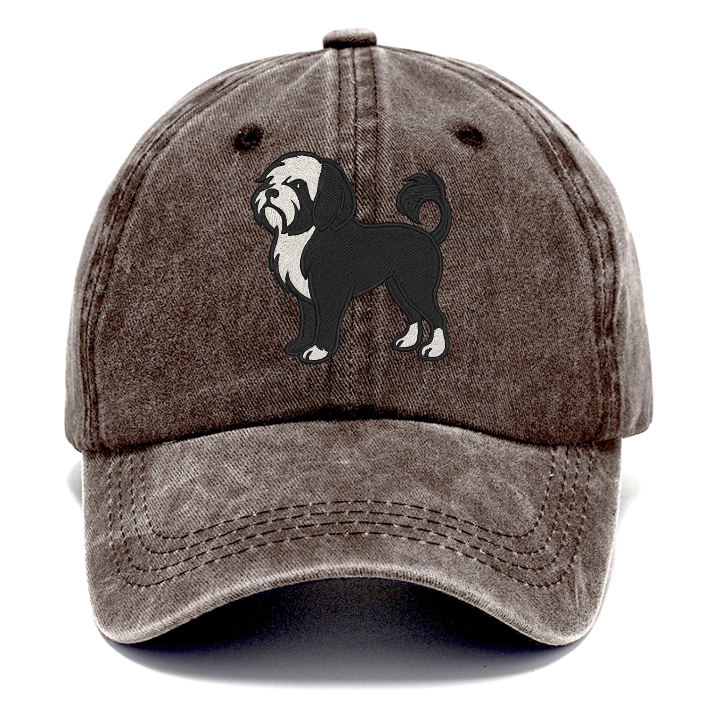 Löwchen - Black and white lion trim embr - Classic Cap - Brown
