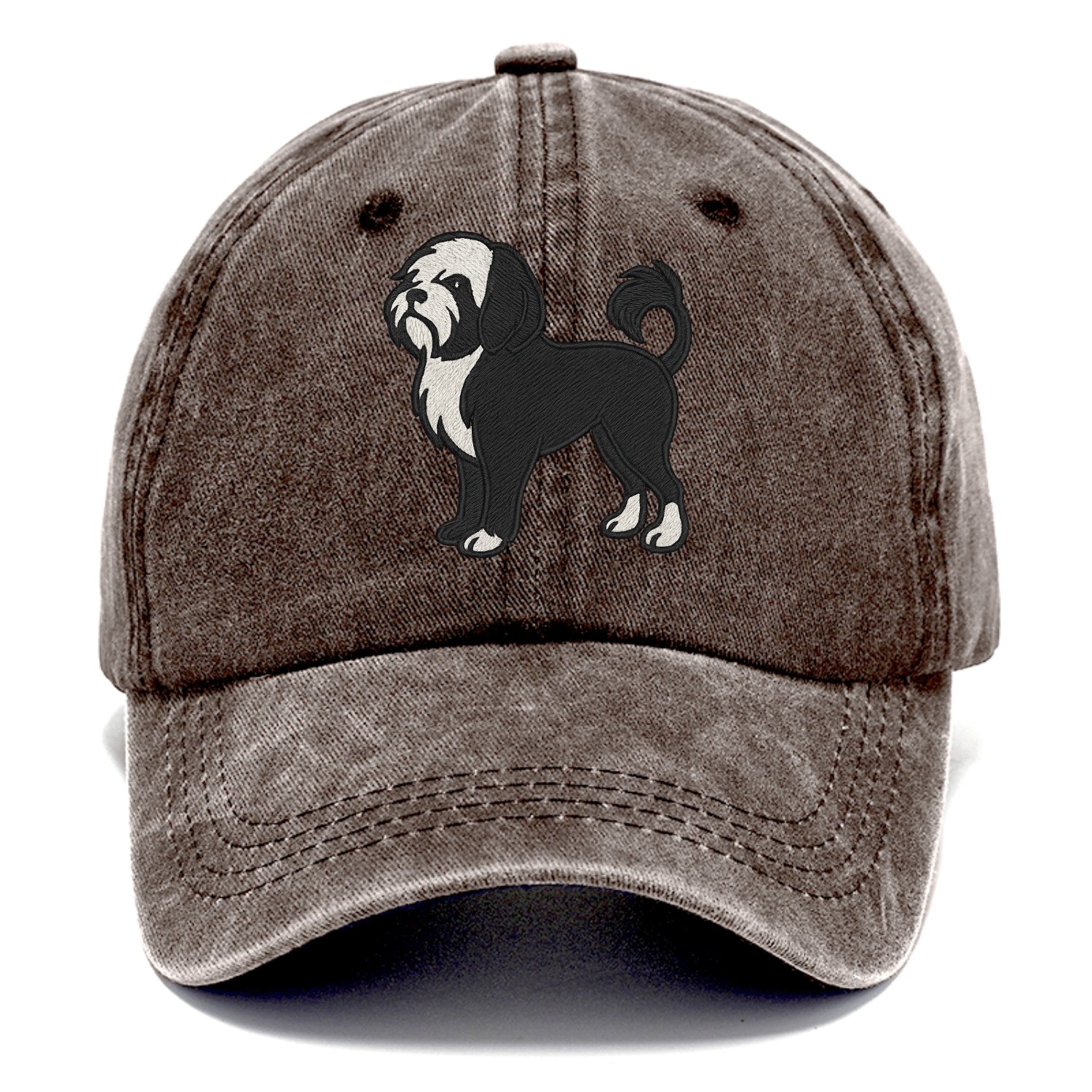 Löwchen - Black and white lion trim embr - Classic Cap - Brown