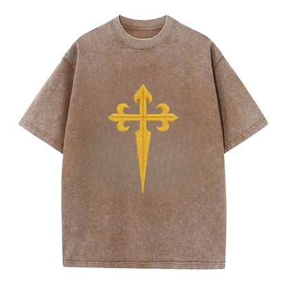 Order Of Santiago Cross - Vintage T-shirt - Brown