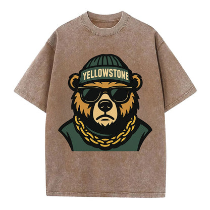 Yellowstone Bear - Vintage T-shirt - Brown