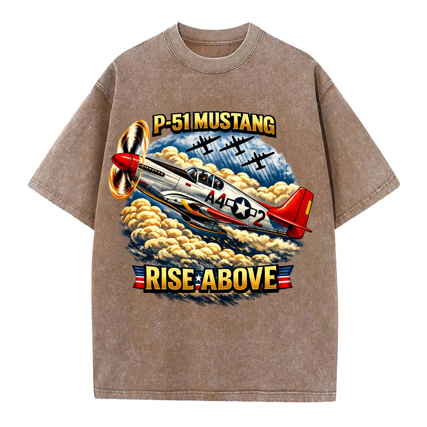 P 51 Mustang Rise Above - Vintage T-shirt - Brown