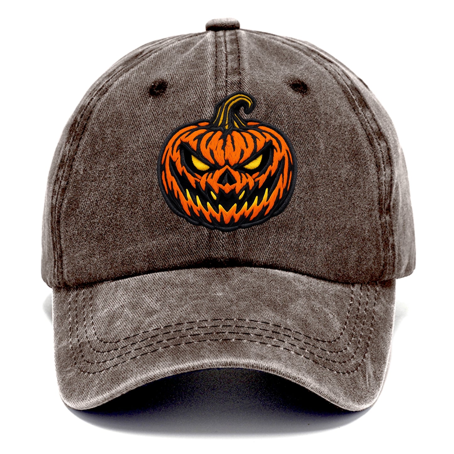 HALLOWEEN PUMPKIN - jack o lantern in orange and black , spooky - Classic Cap - Brown