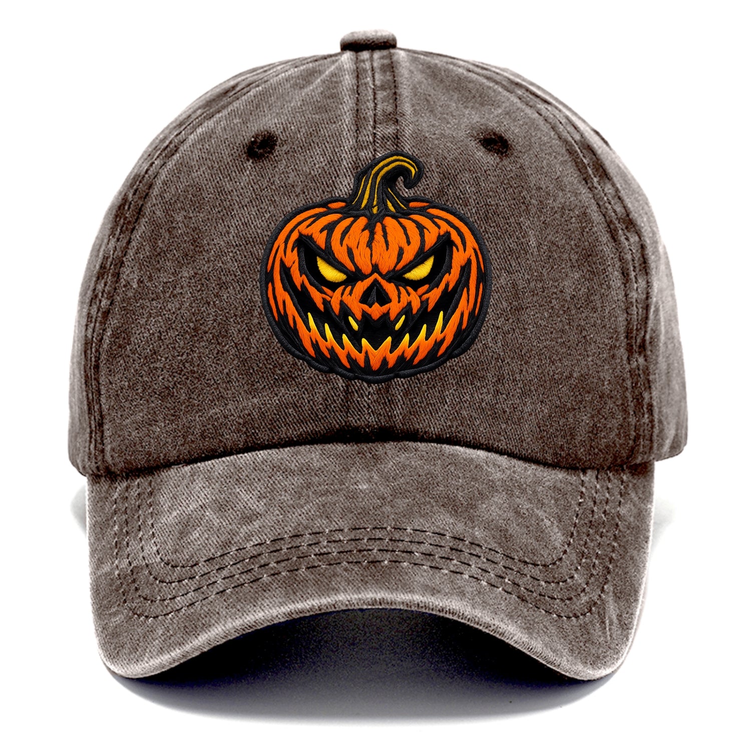 HALLOWEEN PUMPKIN - jack o lantern in orange and black , spooky - Classic Cap - Brown