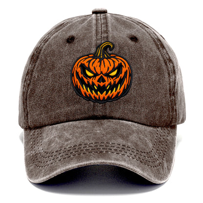 HALLOWEEN PUMPKIN - jack o lantern in orange and black , spooky - Classic Cap - Brown