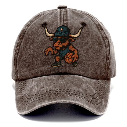 Texas Longhorn wearing Mavs beanie with lone star patch and wayfarer sunglasses - Classic Cap - Brown