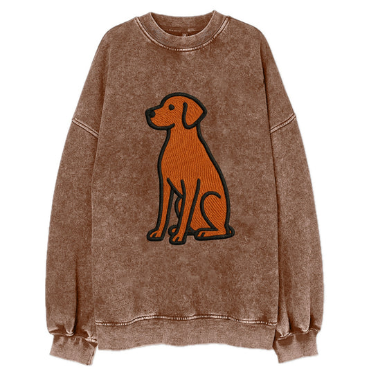 Vizsla - Rust colored sitting pose - Vin Vintage Sweatshirt - Brown
