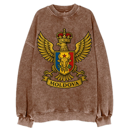 Moldova Heritage Badge  - Vintage Sweatshirt - Brown