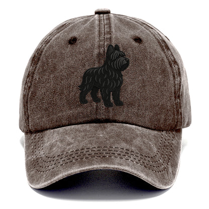 Briard - Black wavy coat embroidered herding pose - Classic Cap - Brown
