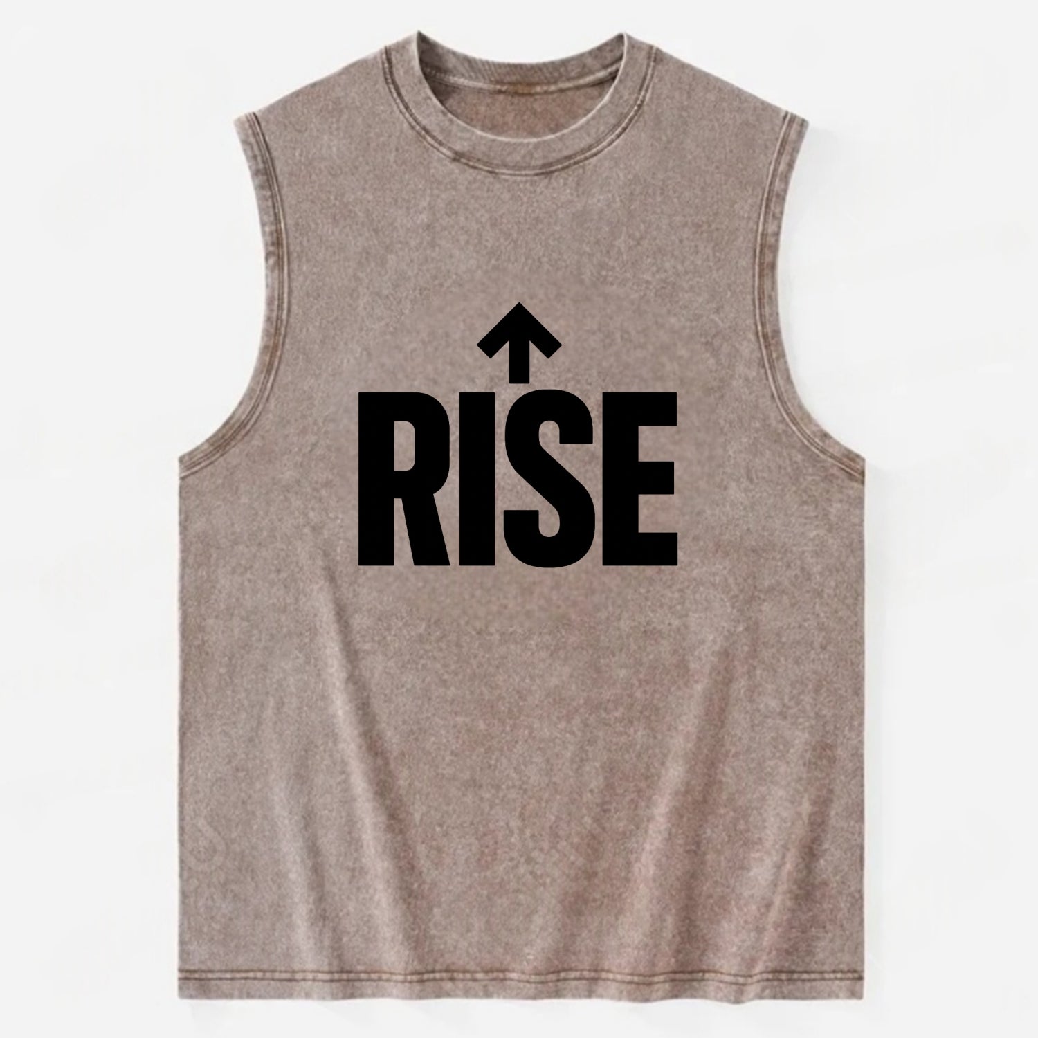 Bold typography design - "RISE" - getting up, ascending, elevating - Vintage Washed Tank - Brown
