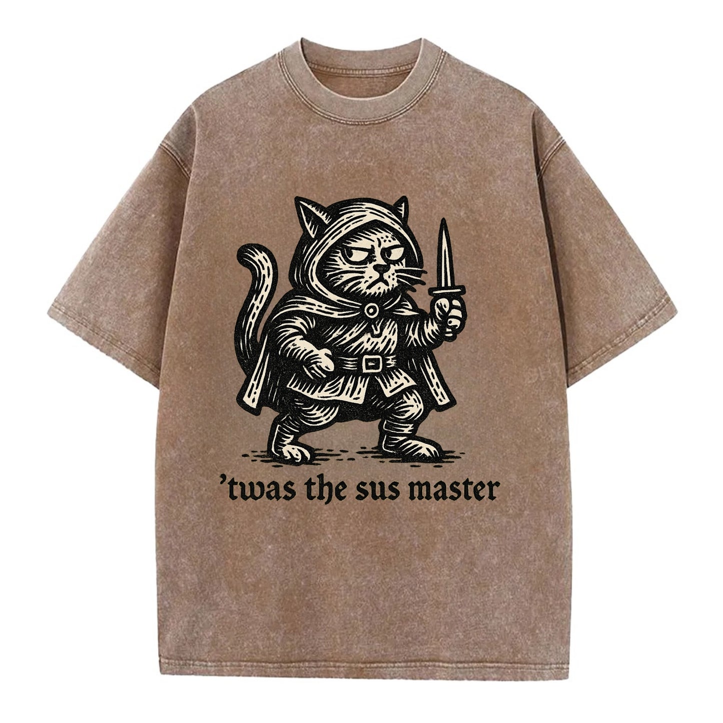 Sus Imposter Cat Spy  - Vintage T-shirt - Brown