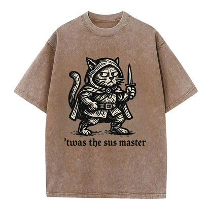 Sus Imposter Cat Spy  - Vintage T-shirt - Brown