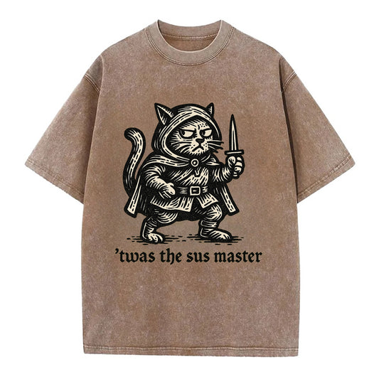 Sus Imposter Cat Spy  - Vintage T-shirt - Brown