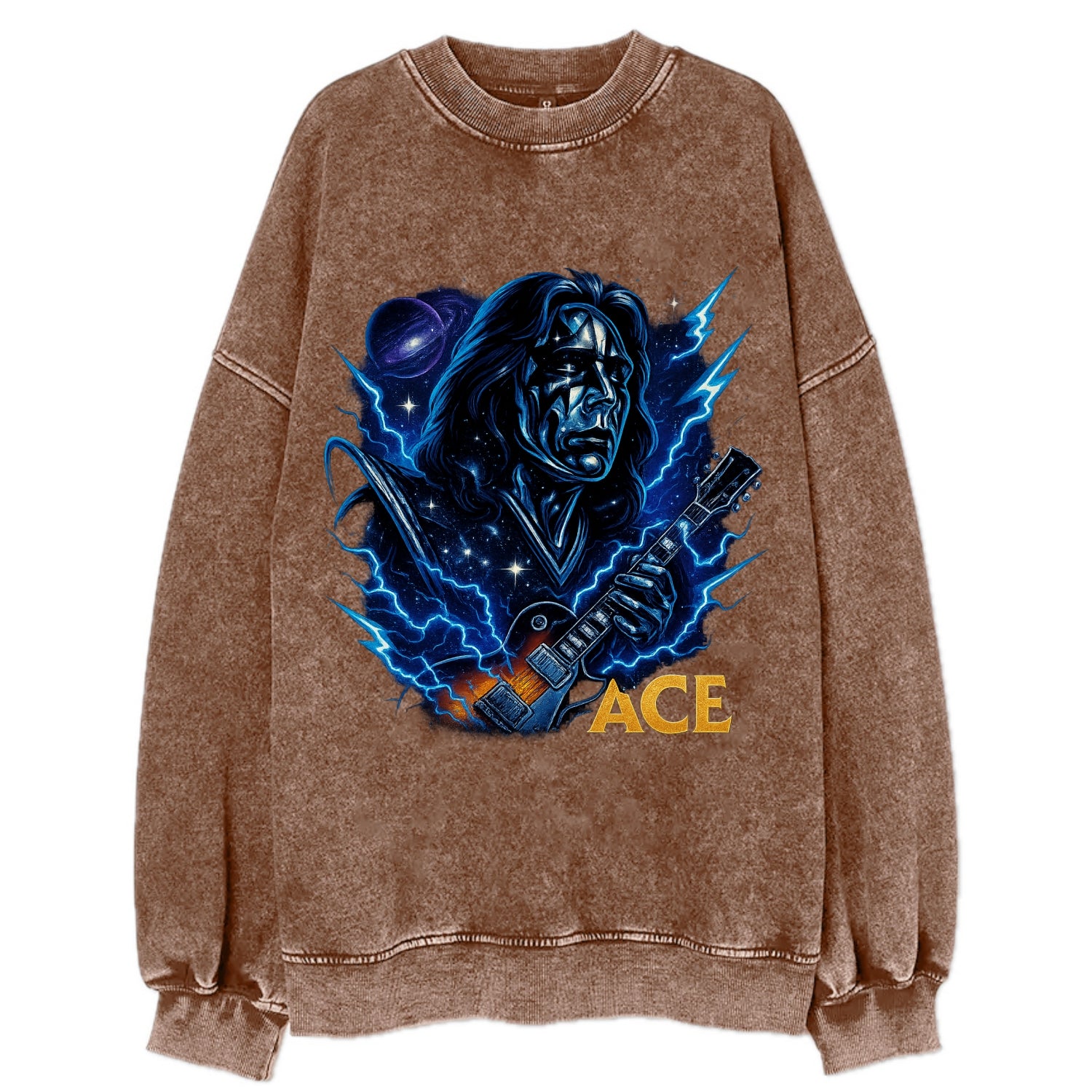 Cosmic Chrome Portrait - Vintage Sweatshirt - Brown