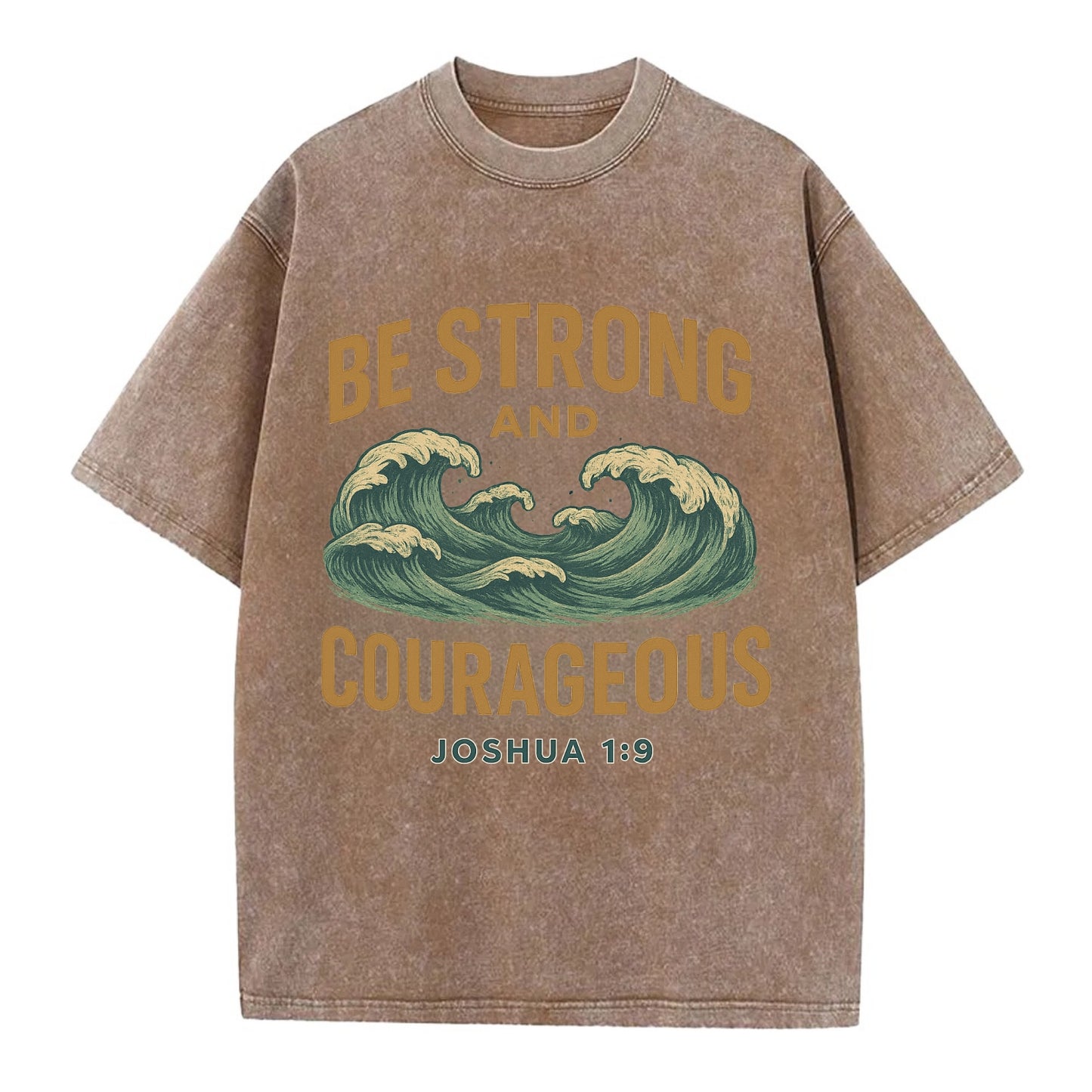 Joshua 1:9 Ocean - Vintage T-shirt - Brown