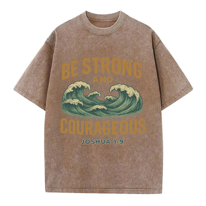 Joshua 1:9 Ocean - Vintage T-shirt - Brown