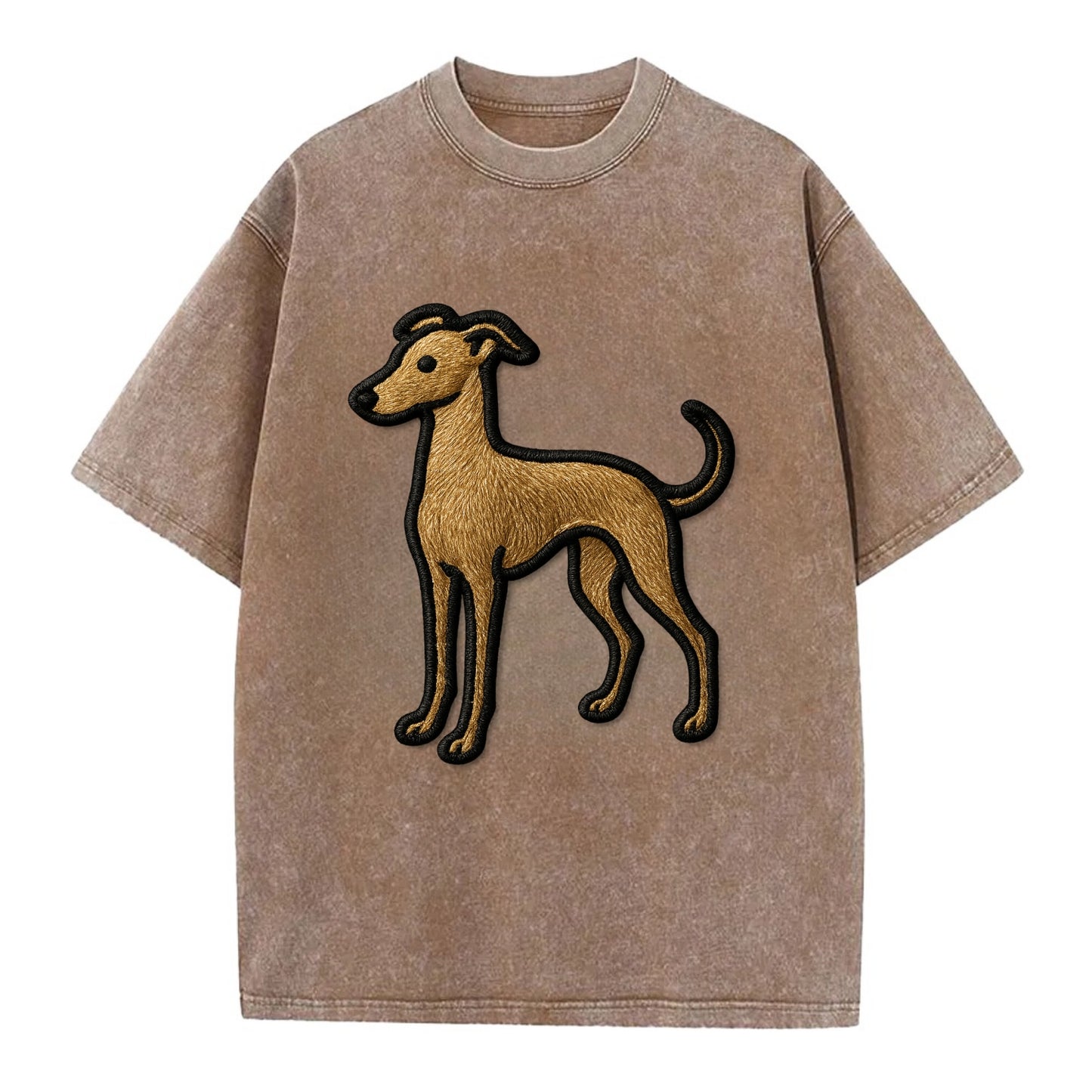 Italian Greyhound - Modern elegant silho - Vintage T-shirt - Brown