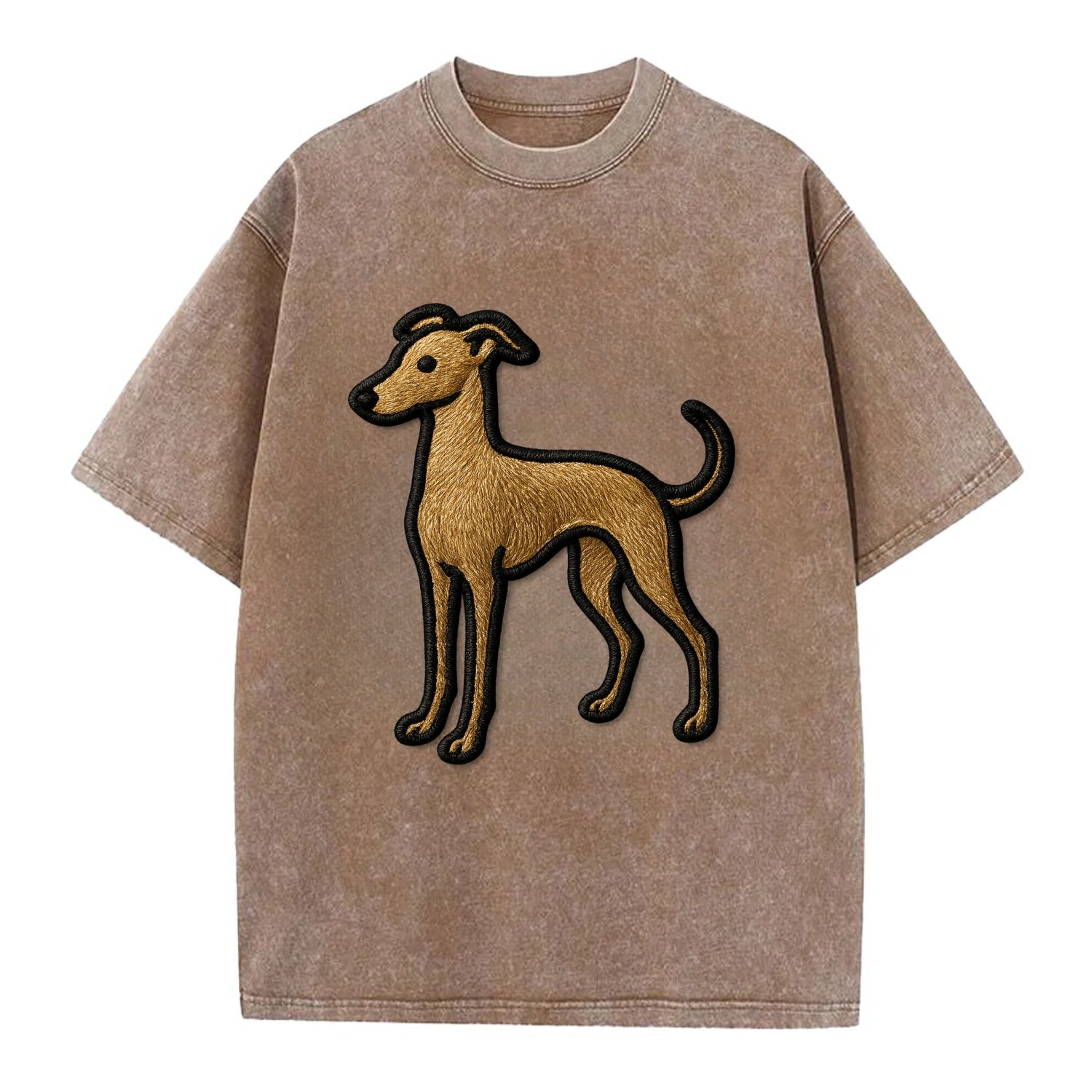 Italian Greyhound - Modern elegant silho - Vintage T-shirt - Brown