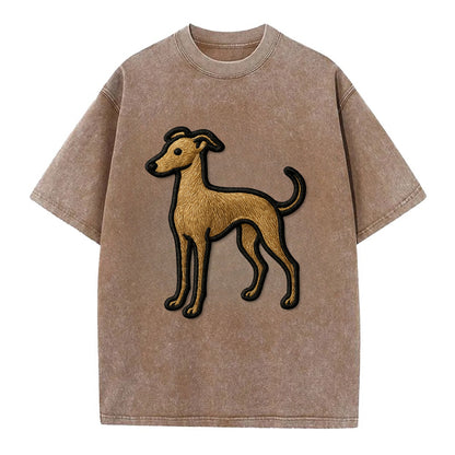 Italian Greyhound - Modern elegant silho - Vintage T-shirt - Brown
