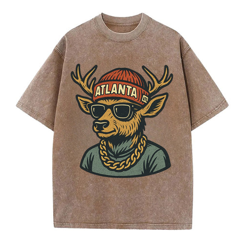 deer atlanta atl red us South - Vintage T-shirt
