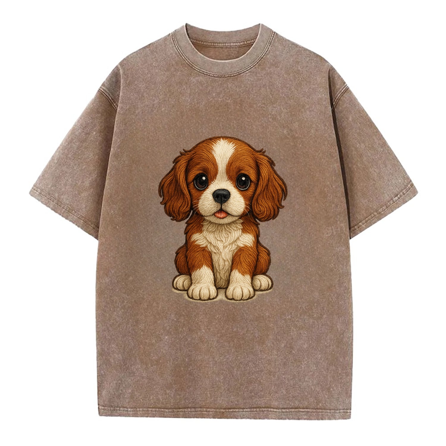 Baby Cavalier King Charles Spaniel Puppy - silky ears, gentle eyes, sweet - Vintage T-shirt - Brown