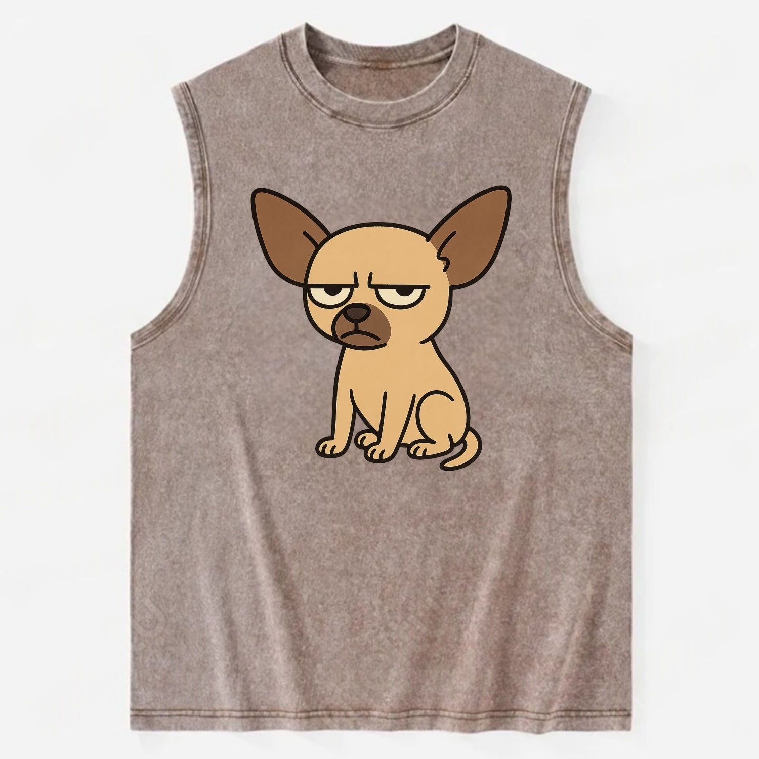 The Chihuahua Judging Silently - Vintage Washed Tank - Brown
