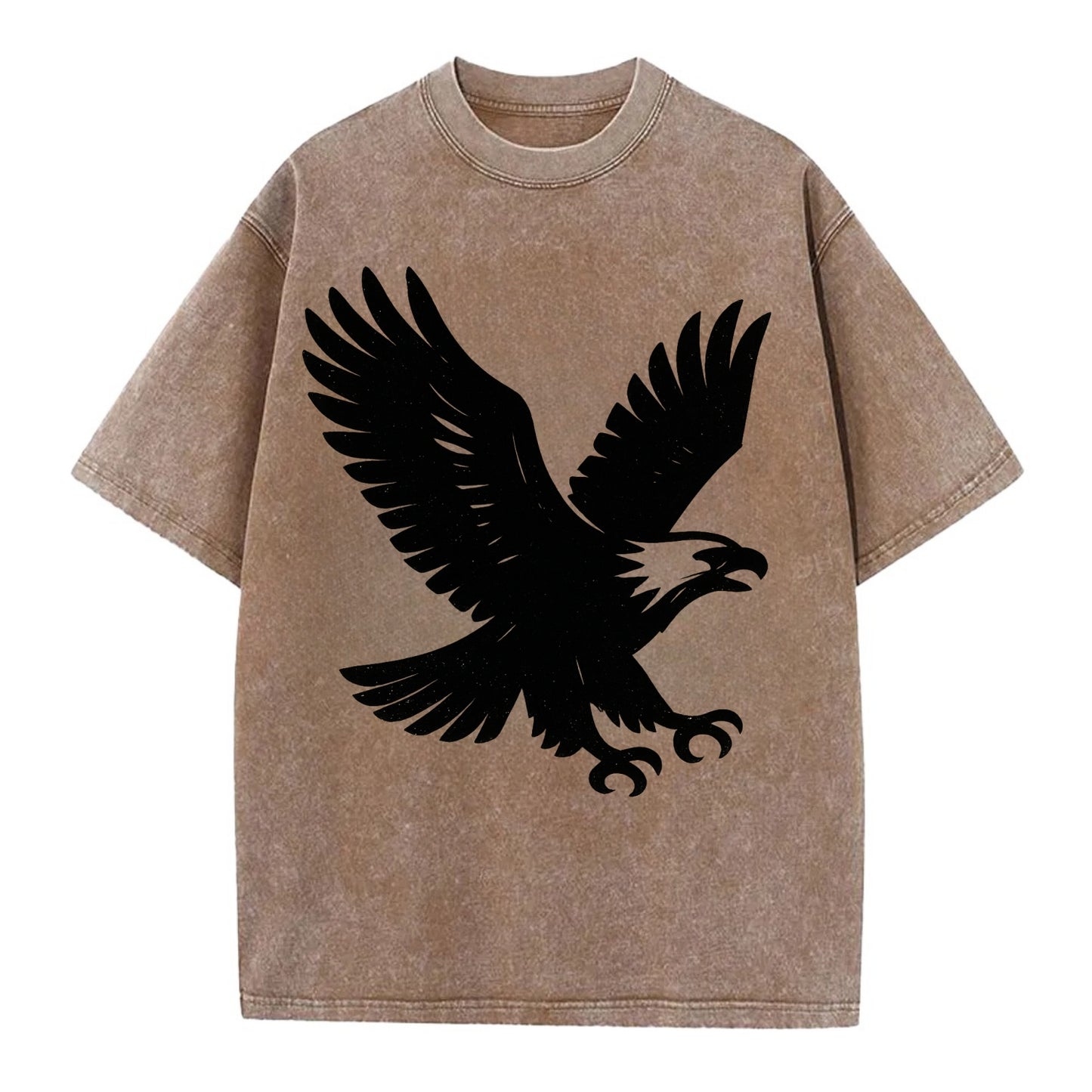 Eagle in flight - liberty and independence ink brushstrokes - Vintage T-shirt - Brown