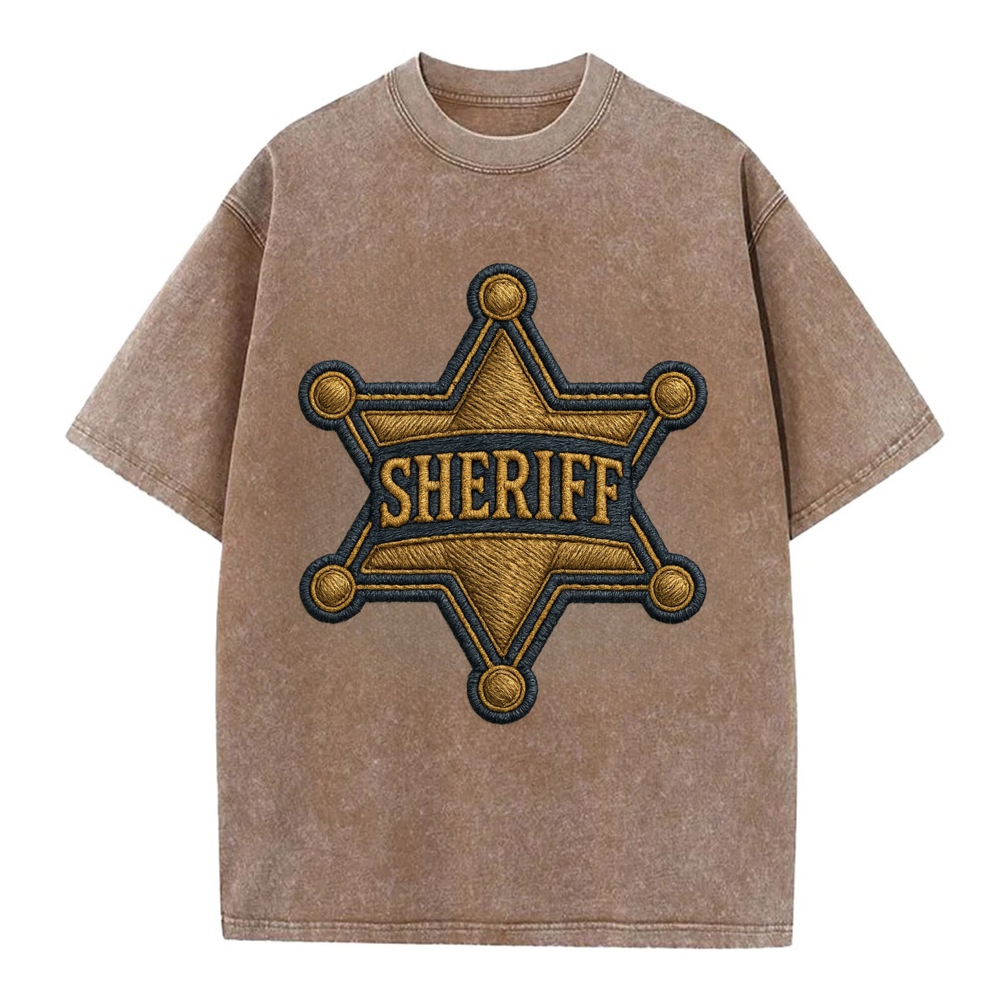 Sheriff Badge  - Vintage T-shirt - Brown