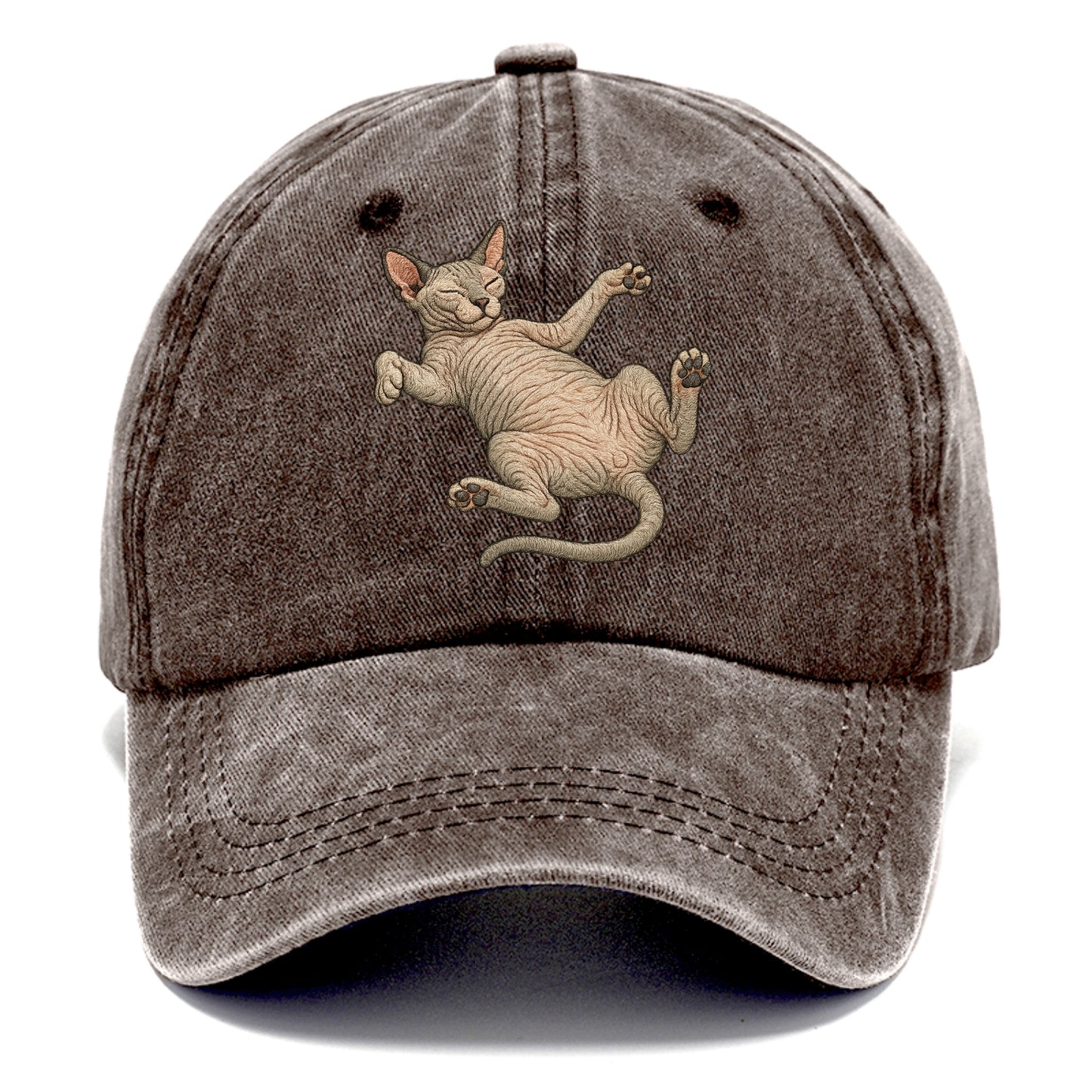 Sphynx  fully relaxed sprawled out embro Classic Cap - Brown