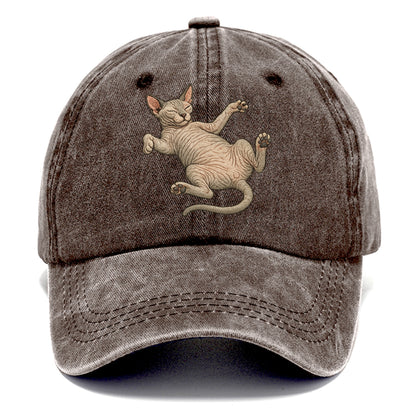 Sphynx  fully relaxed sprawled out embro Classic Cap - Brown