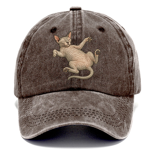 Sphynx  fully relaxed sprawled out embro Classic Cap - Brown