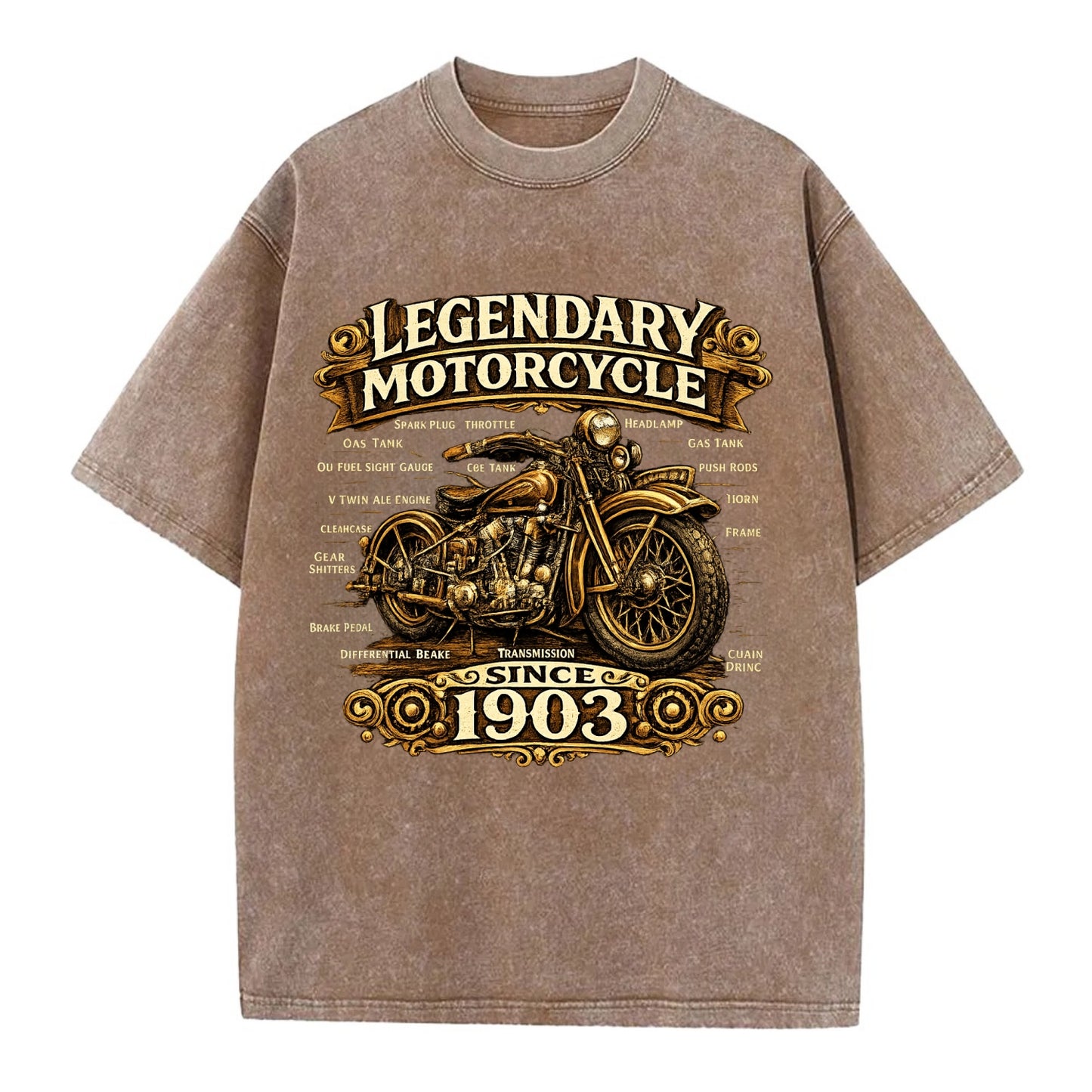 Legendary Motorcycle 1903 - Vintage T-shirt - Brown
