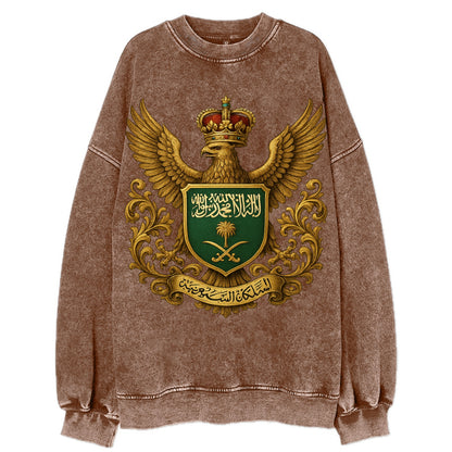 Saudi Arabia Heritage Badge  - Vintage Sweatshirt - Brown
